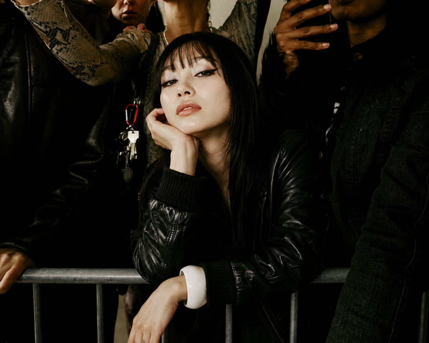 Editorial model portrait in a dark backstage casting environment